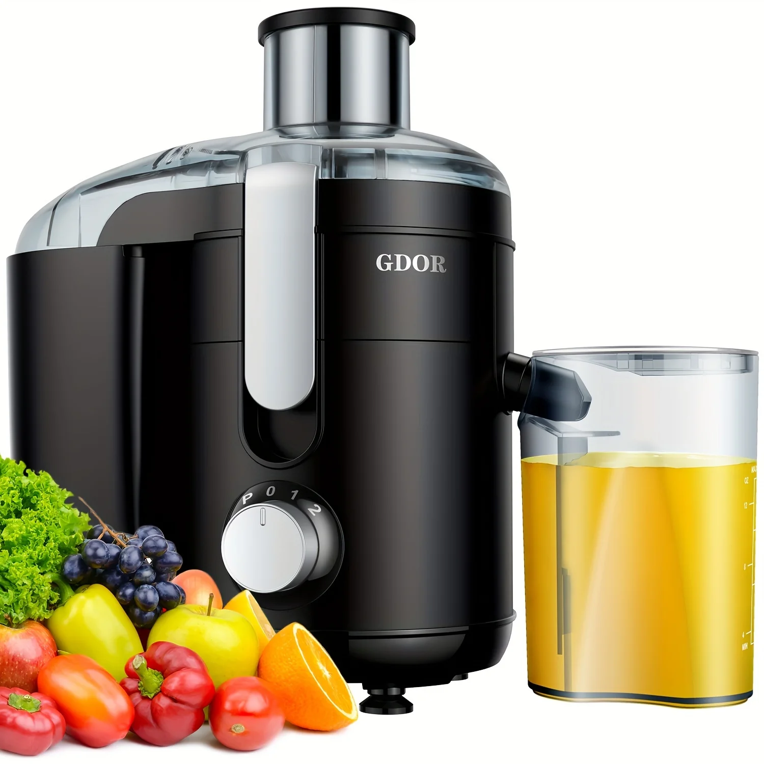 GDOR Compact Centrifugal Juicer for Fruits And Vegetables Space-Saving Design for Healthy Living, Dual Speed, 2.5" Wide Feed Chute, Bpa-Free, Anti-Drip Spout, Easy Clean, Includes Juice Jug And Brush, Black
GDOR Compact Centrifugal Juicer for Fruits And Vegetables Space-Saving Design for Healthy Living, Dual Speed, 2.5" Wide Feed Chute, Bpa-Free, Anti-Drip Spout, Easy Clean, Includes Juice Jug And Brush, Black