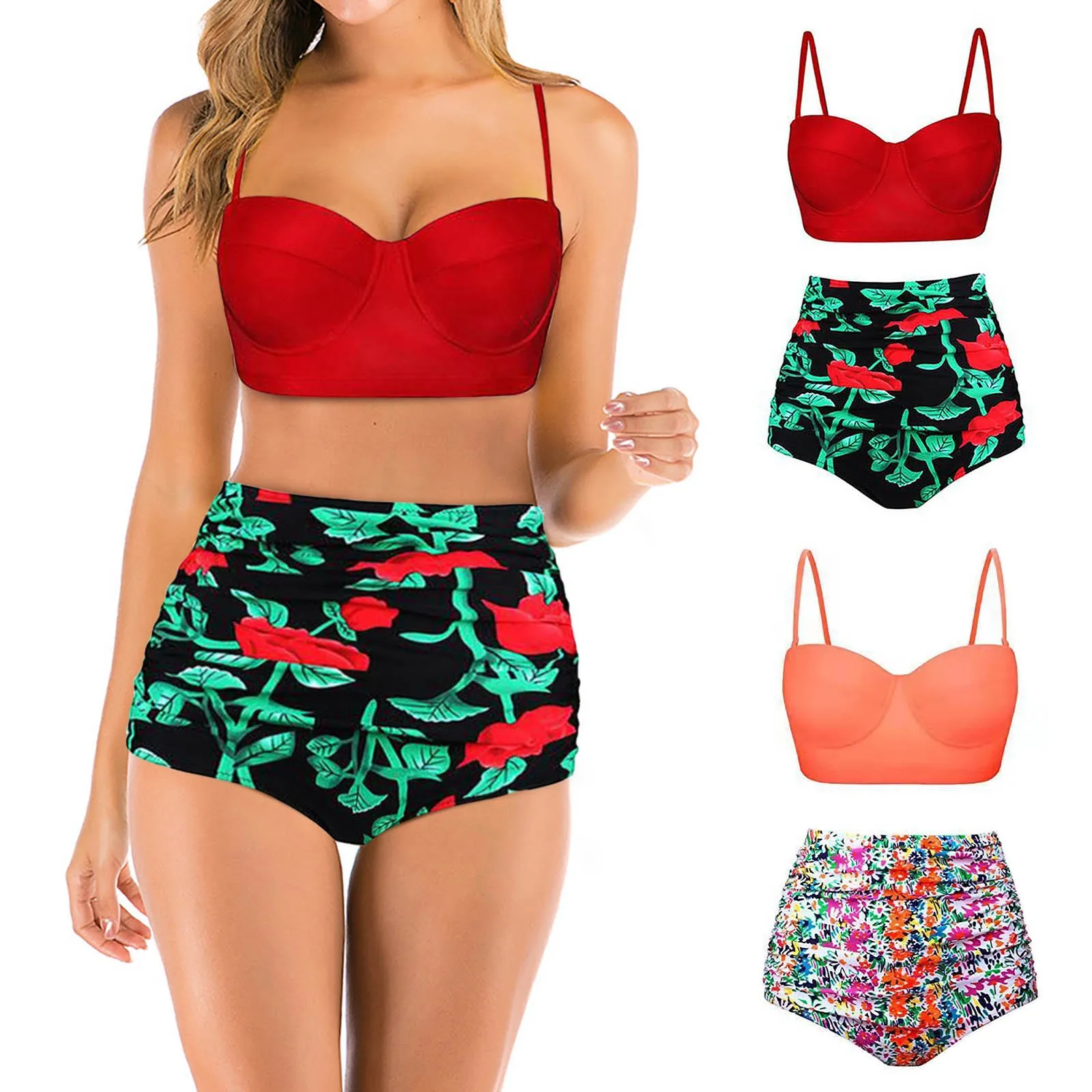 Женский сплошной Топ бикини с узлом купальник с цветочным принтом купальные плавки с высокой талией купальник из двух частей
Женский сплошной Топ бикини с узлом купальник с цветочным принтом купальные плавки с высокой талией купальник из двух частей