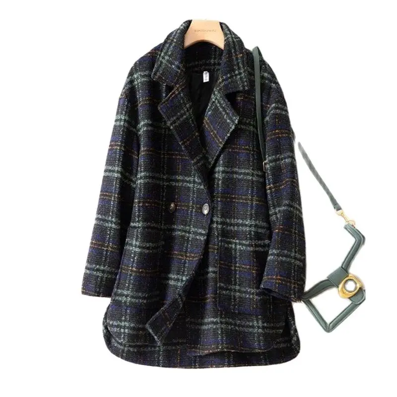 Woolen Coat Women's Spring Autumn Pop Plaid Long-sleeved Lapel Pocket Button Jacket Loose Fashion Casual Female Clothing ZM630
Woolen Coat Women's Spring Autumn Pop Plaid Long-sleeved Lapel Pocket Button Jacket Loose Fashion Casual Female Clothing ZM630
