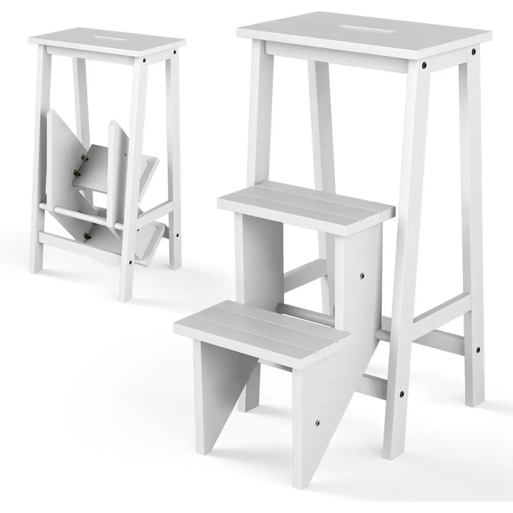 3-in-1 Wooden Step Ladder with Handle, Non-Slip Treads, Storage Shelf, Suitable for Kitchen, Garage, Adults & Kids
3-in-1 Wooden Step Ladder with Handle, Non-Slip Treads, Storage Shelf, Suitable for Kitchen, Garage, Adults & Kids