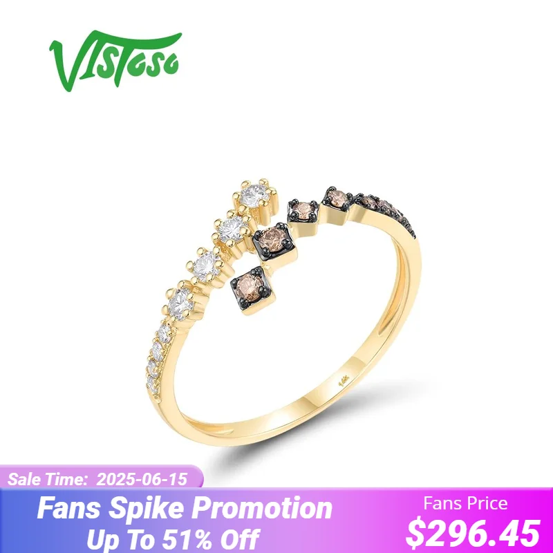VISTOSO Real 14K 585 Yellow Gold Ring For Women Sparkling White& Brown Diamonds Fashion Wedding Engagement Band Fine Jewelry
VISTOSO Real 14K 585 Yellow Gold Ring For Women Sparkling White& Brown Diamonds Fashion Wedding Engagement Band Fine Jewelry