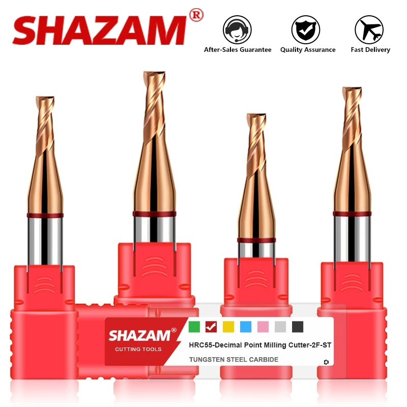SHAZAM Colorful Ring HRC55 2-Flute Decimal Point Flat Milling Cutter Tungsten Steel Carbide CNC Machining Endmills Tools
SHAZAM Colorful Ring HRC55 2-Flute Decimal Point Flat Milling Cutter Tungsten Steel Carbide CNC Machining Endmills Tools
