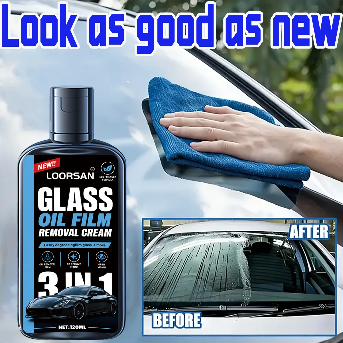LOORSAN 3-in-1 Glass Oil Film Removal Cream Car Windshield Cleaner Anti-Glare Formula for Streak-Free Clear Vision Easy 120ml
LOORSAN 3-in-1 Glass Oil Film Removal Cream Car Windshield Cleaner Anti-Glare Formula for Streak-Free Clear Vision Easy 120ml