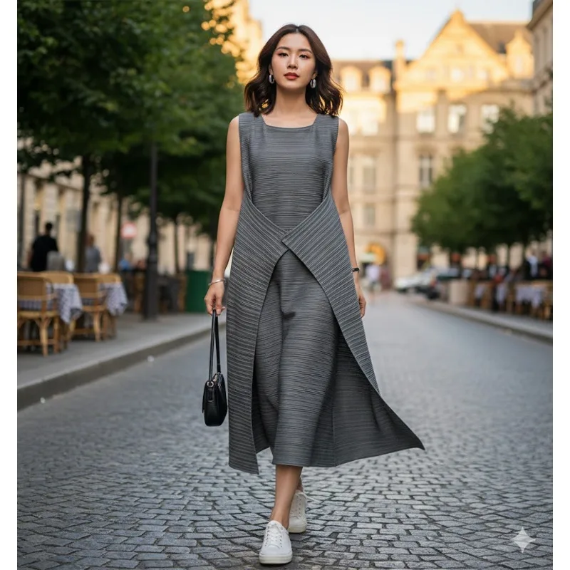 Miyake Pleated Dresses Women 2026 Spring Summer New Draping Loose Plus Size Senior Sense Elegance Sleeveless Mid-length Skirt
Miyake Pleated Dresses Women 2026 Spring Summer New Draping Loose Plus Size Senior Sense Elegance Sleeveless Mid-length Skirt