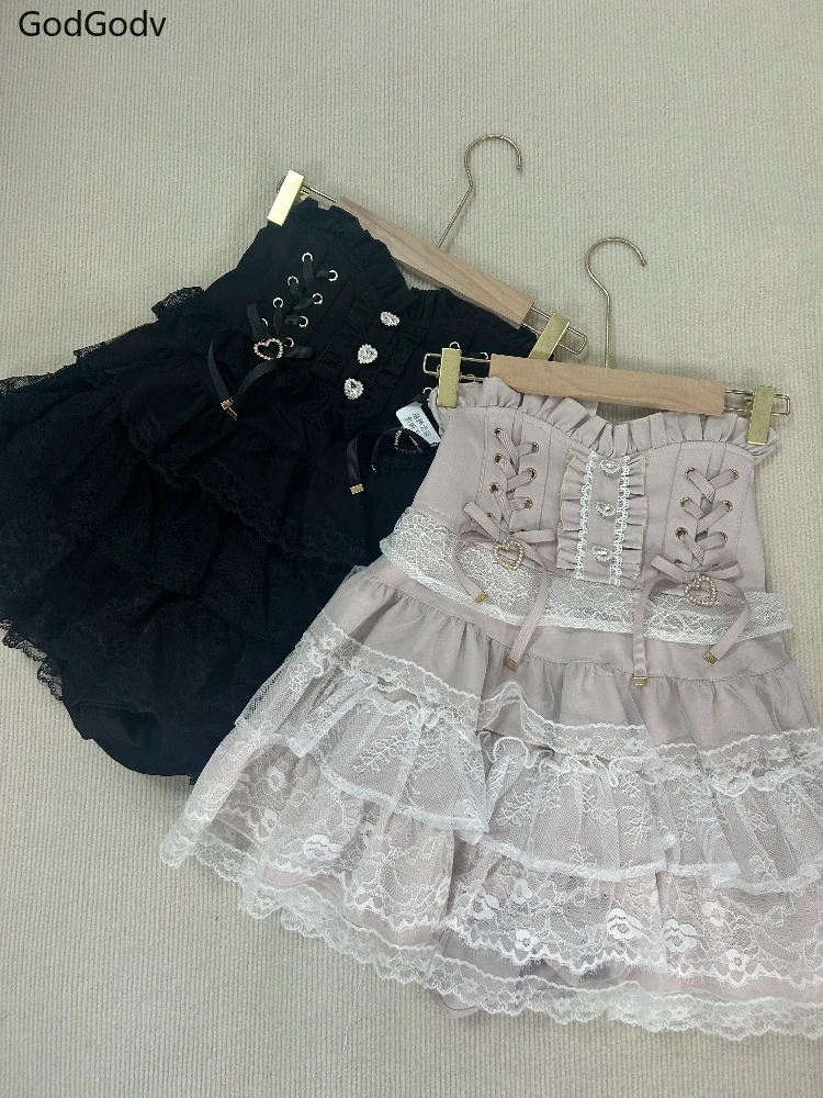 Japanese Style Sweet Kawaii Elegant Women Skirt Y2k Lolita Lace Design Retro Skirt Female Bandage Chic Korean Popular Clothes
Japanese Style Sweet Kawaii Elegant Women Skirt Y2k Lolita Lace Design Retro Skirt Female Bandage Chic Korean Popular Clothes