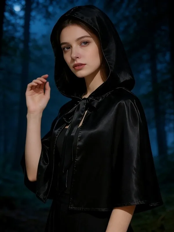 Short Gothic Style Hooded Cloak Halloween Outerwear Witch Robe Women's Cosplay Costume Dark Retro Design by Meidida
Short Gothic Style Hooded Cloak Halloween Outerwear Witch Robe Women's Cosplay Costume Dark Retro Design by Meidida