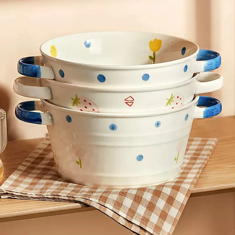 Fresh Cartoon Ceramic Bowl Creative Pattern Double Ear Soup Bowl Household Tableware Noodle Large Container Kitchen Decoration
Fresh Cartoon Ceramic Bowl Creative Pattern Double Ear Soup Bowl Household Tableware Noodle Large Container Kitchen Decoration