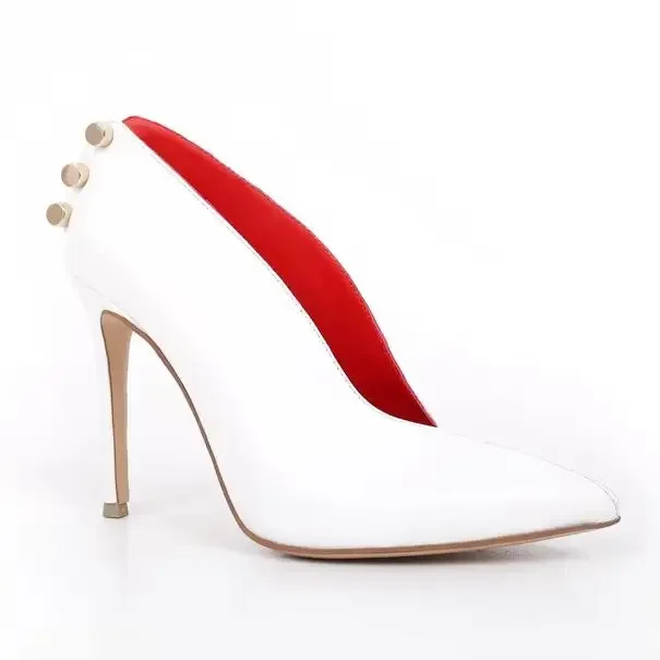 White/red Mixed Color Pumps Metal Decoration Buckle Back Cover Stiletto High Heels Slip On Pointed Novel Sexy Women Pumps
White/red Mixed Color Pumps Metal Decoration Buckle Back Cover Stiletto High Heels Slip On Pointed Novel Sexy Women Pumps