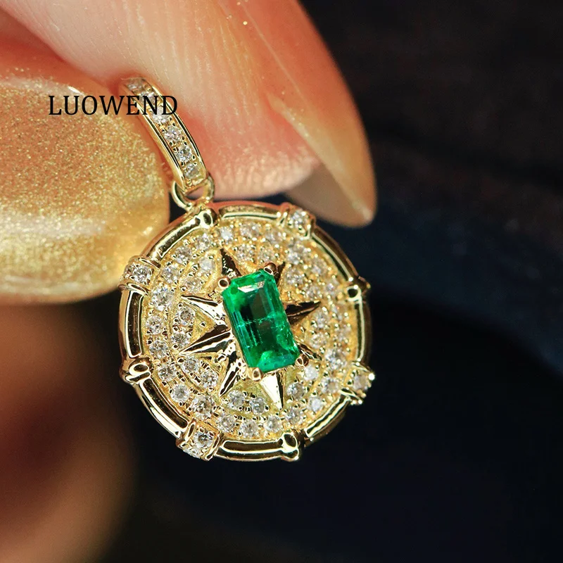 LUOWEND 100% 18K Yellow Gold Pendant Fashion Vintage Style Shiny Diamond Natural Emerald Necklace Pendant for Women Fine Jewelry
LUOWEND 100% 18K Yellow Gold Pendant Fashion Vintage Style Shiny Diamond Natural Emerald Necklace Pendant for Women Fine Jewelry