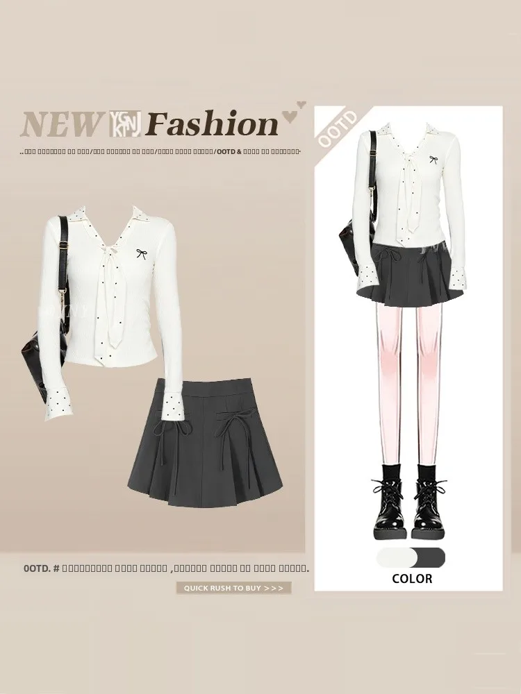 White Polka Dot Two-Piece Set Women's Spring Faion Slimming ort Skirt Top Bot Matching plus Size Sister Sli Design
White Polka Dot Two-Piece Set Women's Spring Faion Slimming ort Skirt Top Bot Matching plus Size Sister Sli Design