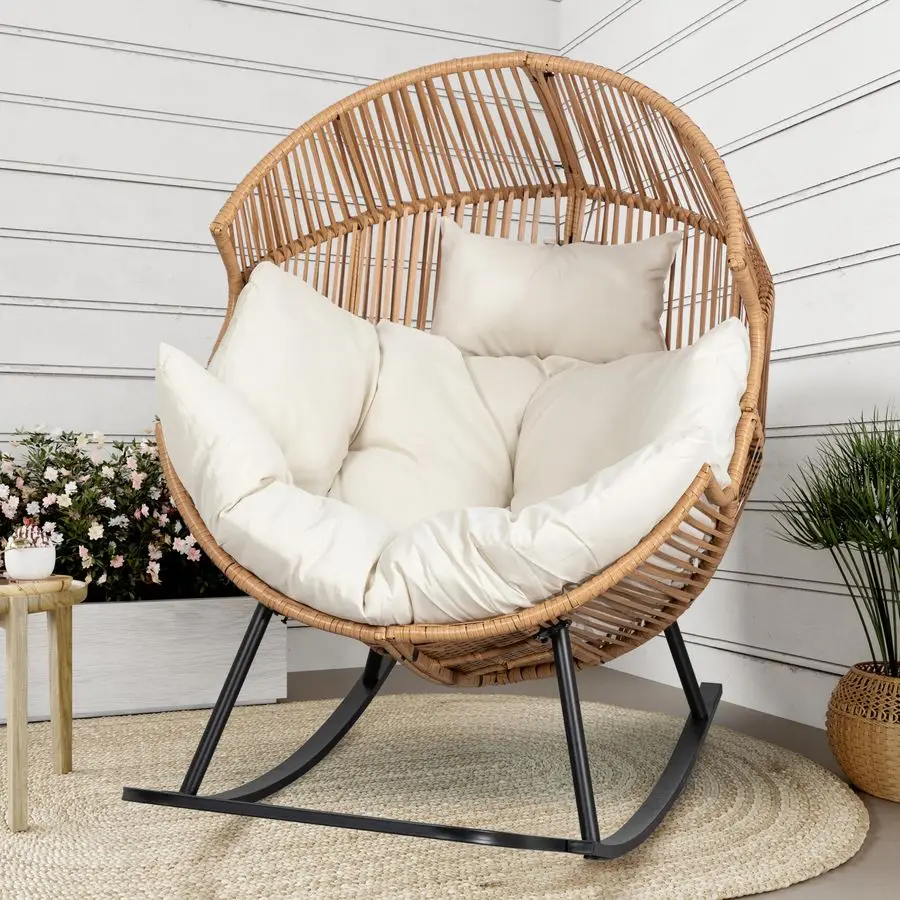 Egg Chair Outdoor, Oversized Outdoor Indoor Wicker Rocking Chair, Large PE Rattan Egg Rocking Chair with Cushion for Patio, Bal
Egg Chair Outdoor, Oversized Outdoor Indoor Wicker Rocking Chair, Large PE Rattan Egg Rocking Chair with Cushion for Patio, Bal