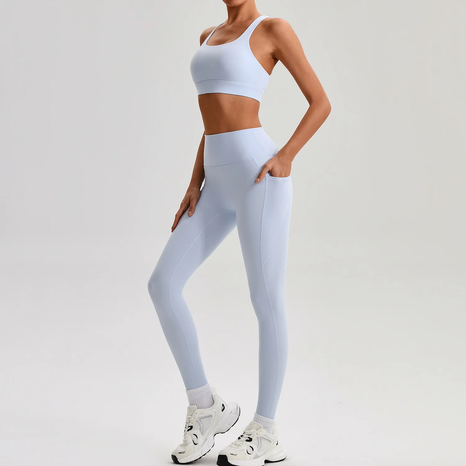 Jenny&dave European And American Sexy Cross Shoulder Strap Beautiful Back Bra Solid Color Pocket Pants Fitness Pants Yoga Suit
Jenny&dave European And American Sexy Cross Shoulder Strap Beautiful Back Bra Solid Color Pocket Pants Fitness Pants Yoga Suit