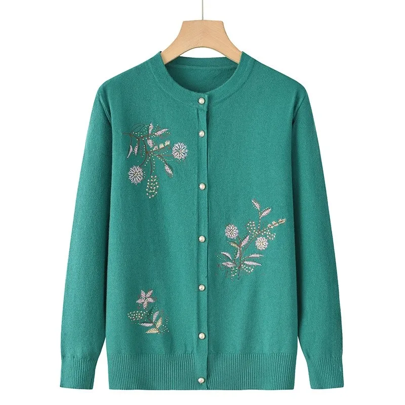 Spring Women Knitted Sweater Cardigan Jacket New Fashion Embroidered O-neck Long Sleeved Thin Knit Tops Middle-aged Female Coat
Spring Women Knitted Sweater Cardigan Jacket New Fashion Embroidered O-neck Long Sleeved Thin Knit Tops Middle-aged Female Coat