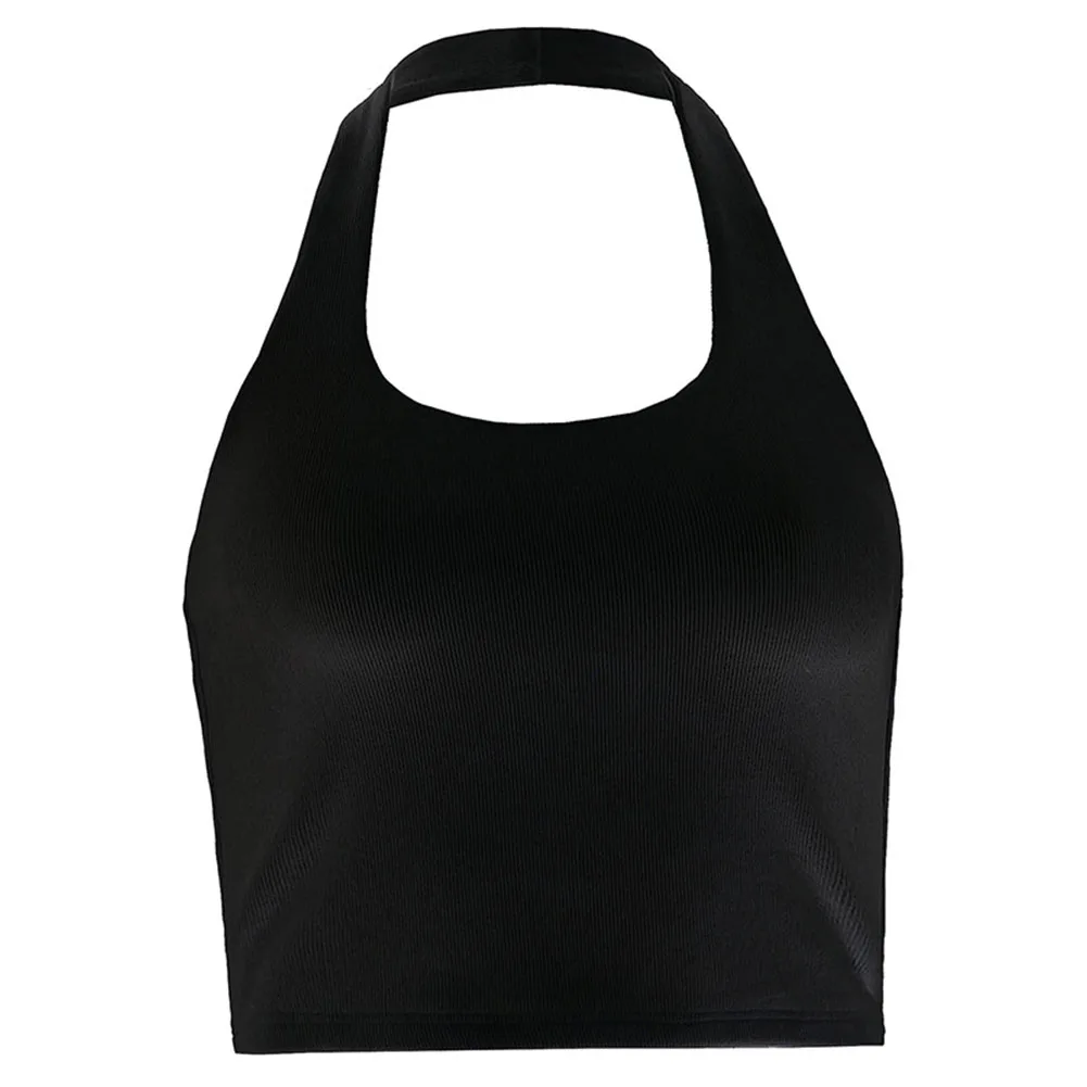 Women Summer Halter Backless Sleeveless Vest Fashion Tank Top for Casual Vacation Daily Wear Black White Polyester S-M-L Size
Women Summer Halter Backless Sleeveless Vest Fashion Tank Top for Casual Vacation Daily Wear Black White Polyester S-M-L Size