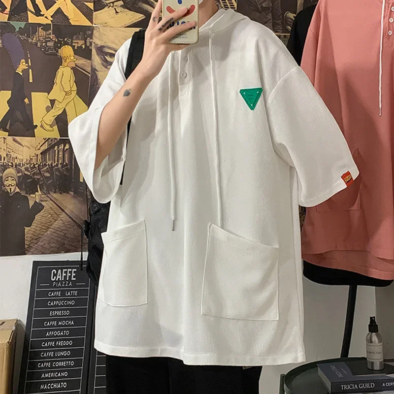 EBAIHUI Pink Hooded Short Sleeve Tshirt Oversized Large Pocket Design Men's T-shirt Summer Loose 3/4 Sleeve Male Tees
EBAIHUI Pink Hooded Short Sleeve Tshirt Oversized Large Pocket Design Men's T-shirt Summer Loose 3/4 Sleeve Male Tees