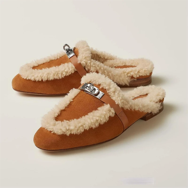 Men's Suede Half Slippers Genuine Fur Casual Flat Shoes Metal Button Chain Men Shoes Retro Casual Flat Man Shoes Slip-on Loafers
Men's Suede Half Slippers Genuine Fur Casual Flat Shoes Metal Button Chain Men Shoes Retro Casual Flat Man Shoes Slip-on Loafers