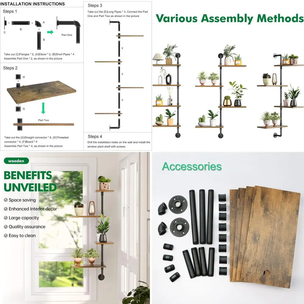 4-Tier Wooden and Metal Plant Stand - Freestanding Plant Shelf for Indoor Gardening (Supports 8 Pots)
4-Tier Wooden and Metal Plant Stand - Freestanding Plant Shelf for Indoor Gardening (Supports 8 Pots)