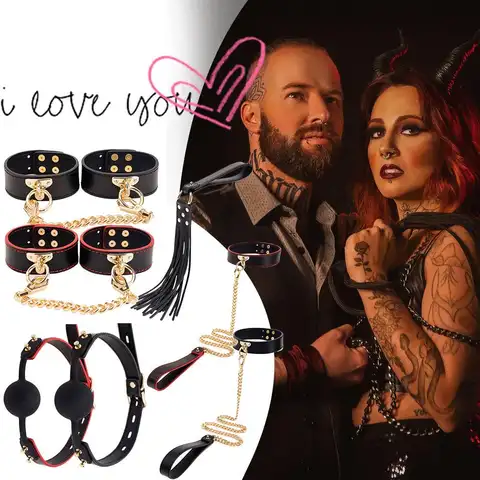 Rollenspel Bdsm Adult Sex Manchet Voor Vrouwen Mannen Pu Lederen Handboeien Choker Kraag Paar Volwassen Spelletjes Flogger Terughoudendheid