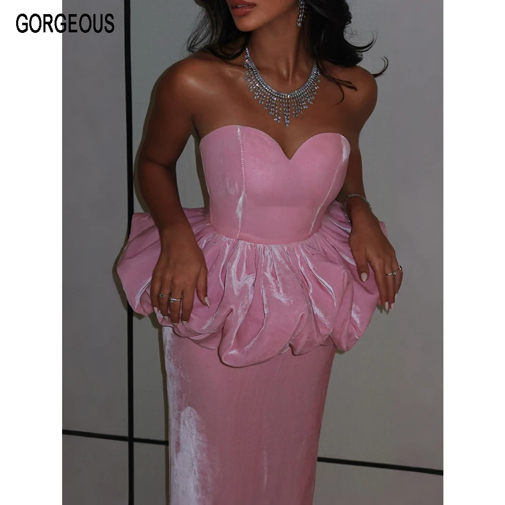 Pink Velour Evening Dresses 2026 Strapless Sexy Mermaid Formal Party Dress Simple Sleeveless Long Prom Gowns Lace Up Back Custom
Pink Velour Evening Dresses 2026 Strapless Sexy Mermaid Formal Party Dress Simple Sleeveless Long Prom Gowns Lace Up Back Custom