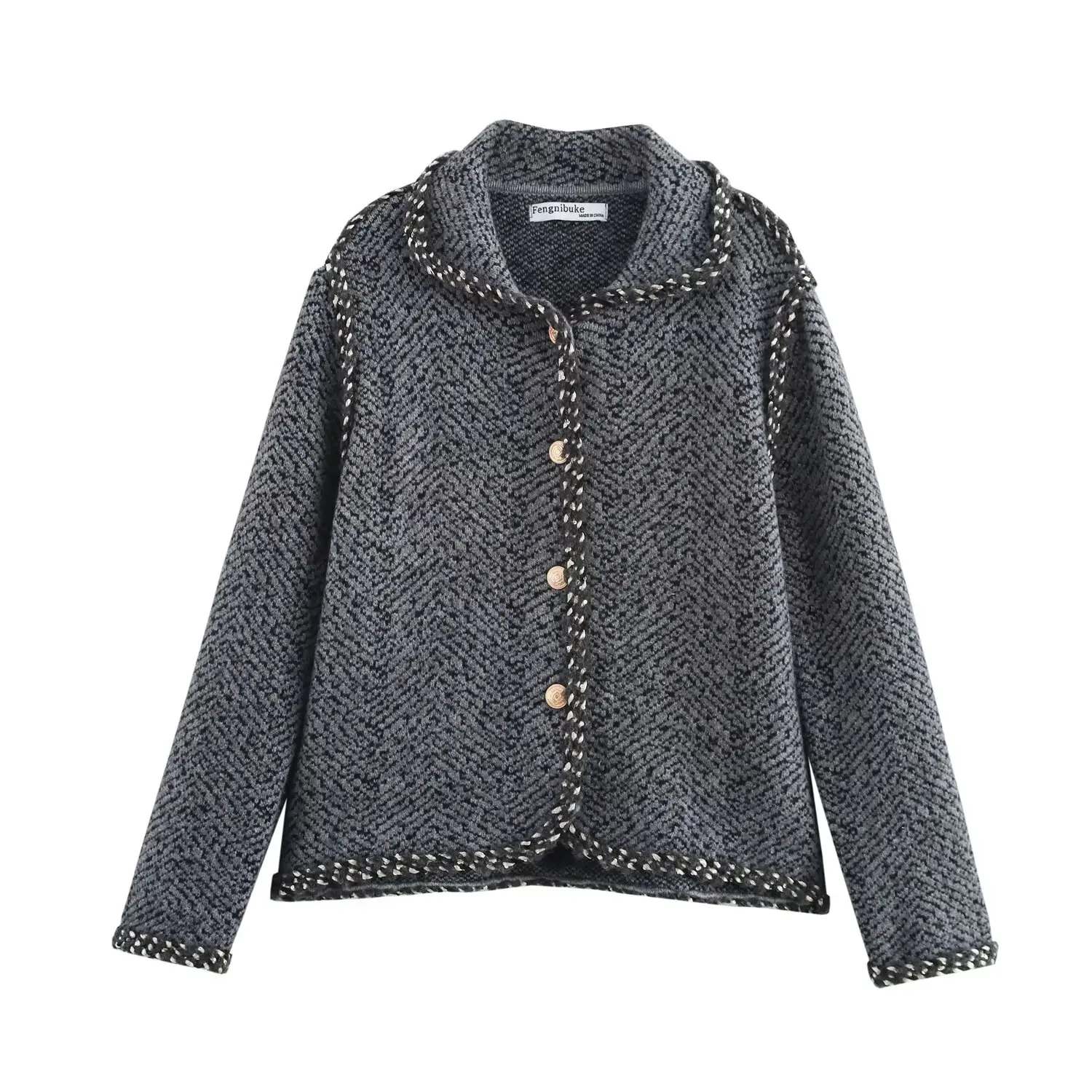 European and American style new temperament versatile lapel single-breasted knitted cardigan women's knitted sweater jacket
European and American style new temperament versatile lapel single-breasted knitted cardigan women's knitted sweater jacket