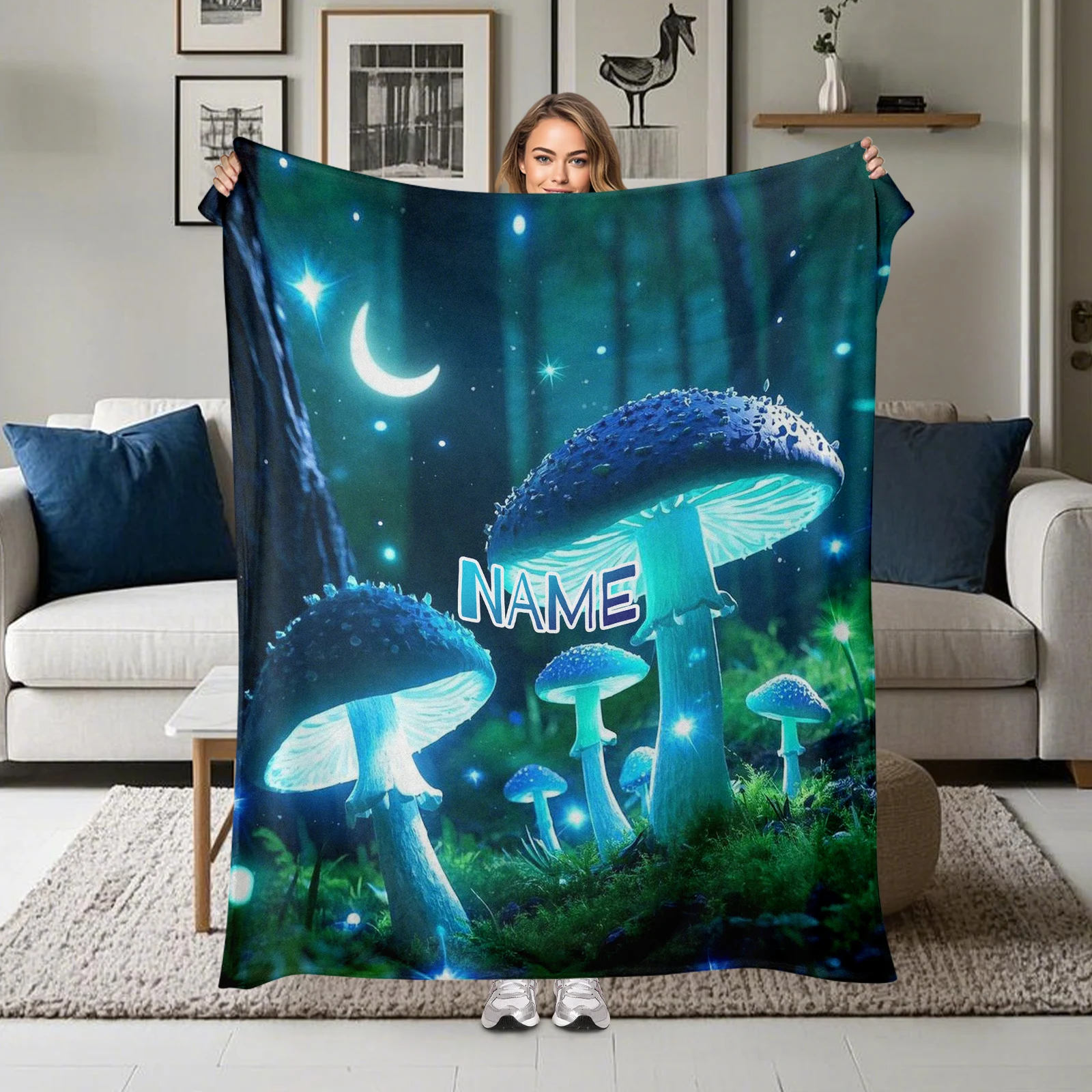Unique Flannel Blanket For Family And Friends With Mushroom And Plant Designs And Customizable Message
Unique Flannel Blanket For Family And Friends With Mushroom And Plant Designs And Customizable Message