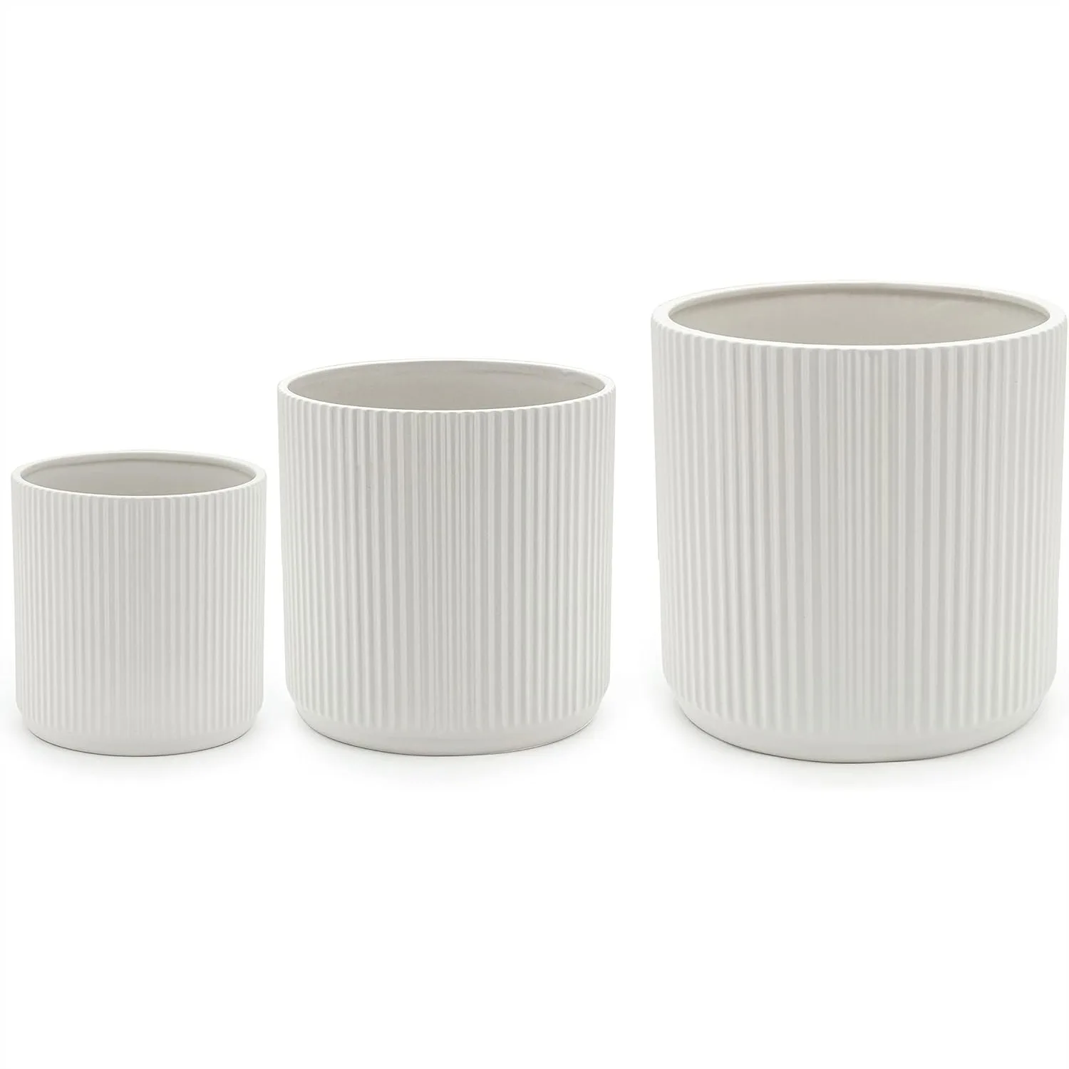 Ceramic Planters Set of 3 with Drainage Holes, White Fluted Modern Design, 6/8/10 Inch for Indoor Outdoor Succulents
Ceramic Planters Set of 3 with Drainage Holes, White Fluted Modern Design, 6/8/10 Inch for Indoor Outdoor Succulents
