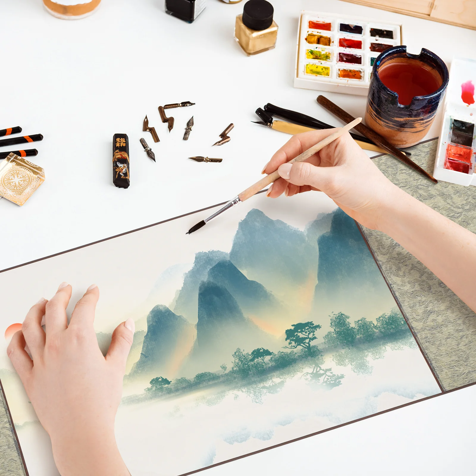 Brocade Art Hanging Scroll Blank for Chinese Calligraphy Painting Practice Adjustable Size Sturdy Material Portable
Brocade Art Hanging Scroll Blank for Chinese Calligraphy Painting Practice Adjustable Size Sturdy Material Portable
