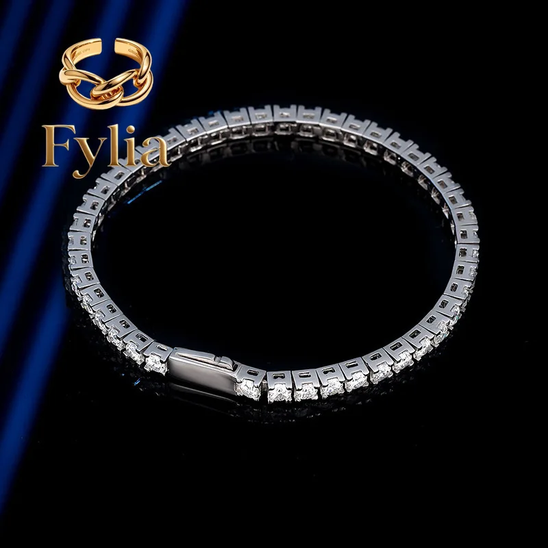 Fylia Jewelry Luxury Solid Platinum PT950 Women's Spring Buckle Design 3mm 4mm Moissanite Bracelet Tennis Bracelet
Fylia Jewelry Luxury Solid Platinum PT950 Women's Spring Buckle Design 3mm 4mm Moissanite Bracelet Tennis Bracelet