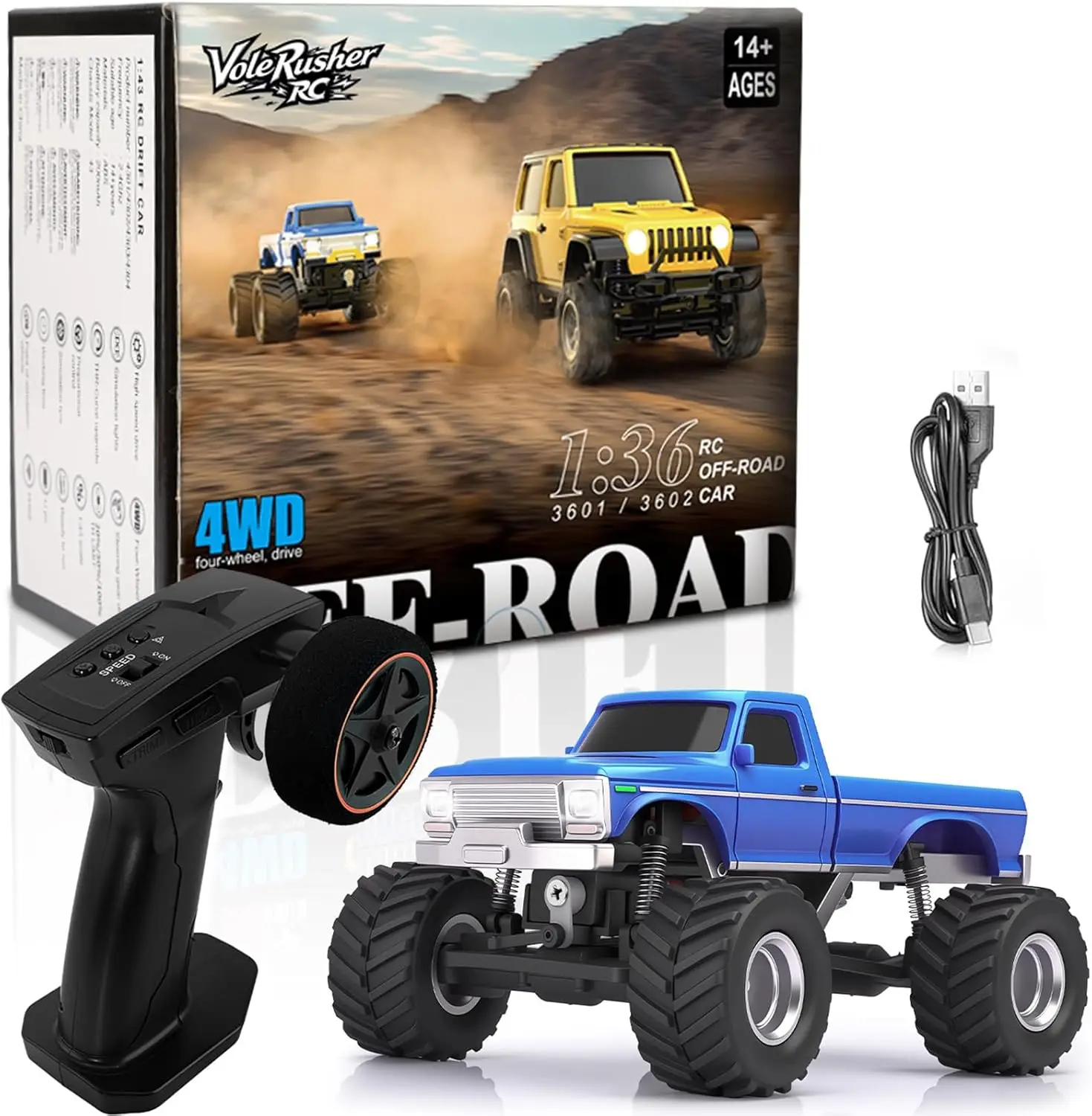 Mini 1/36 Scale RC Crawler Car 4x4 Off-Road Truck, Full Proportional RTR 2.4GHz Remote Control, Small Vehicle for Kids Ages 8-14, Birthday Gift, Blue
Mini 1/36 Scale RC Crawler Car 4x4 Off-Road Truck, Full Proportional RTR 2.4GHz Remote Control, Small Vehicle for Kids Ages 8-14, Birthday Gift, Blue