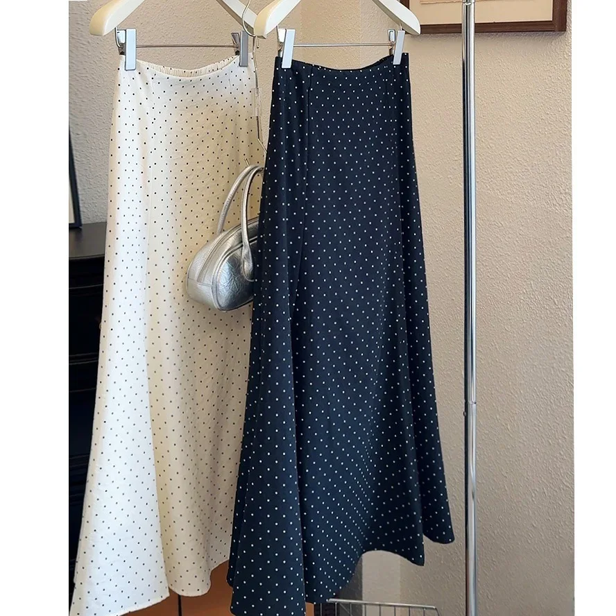Spring Summer Mid-length Skirt Polka Dot Elastic High Waist Skirt Women A-line Design Fashion Black Skirts Slim Vintage Harajuku
Spring Summer Mid-length Skirt Polka Dot Elastic High Waist Skirt Women A-line Design Fashion Black Skirts Slim Vintage Harajuku