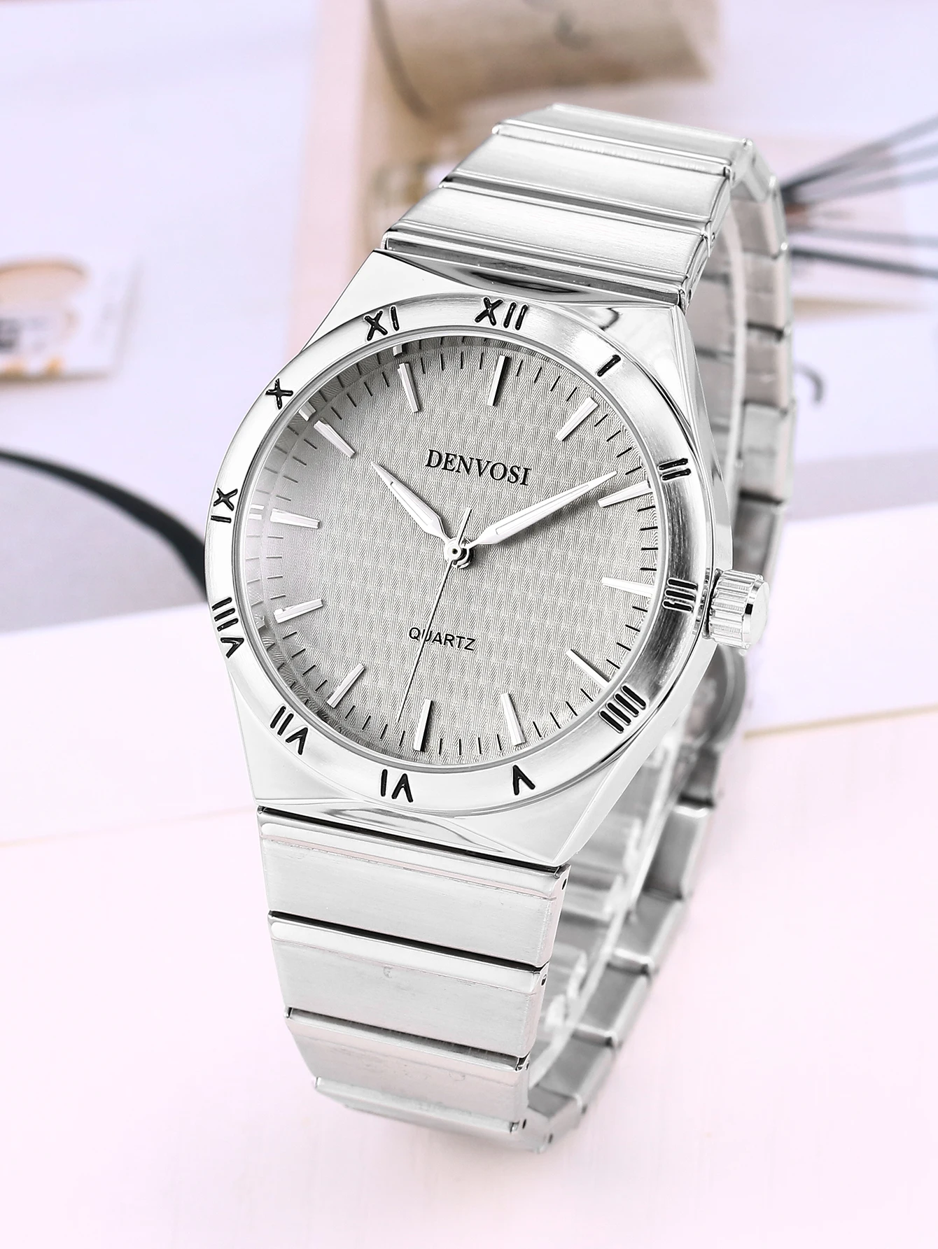 Denvosi Minimalist Silver Men's Watch, Roman Numeral Bezel Textured Dial, Stainless Steel Bracelet Casual Business Watch
Denvosi Minimalist Silver Men's Watch, Roman Numeral Bezel Textured Dial, Stainless Steel Bracelet Casual Business Watch