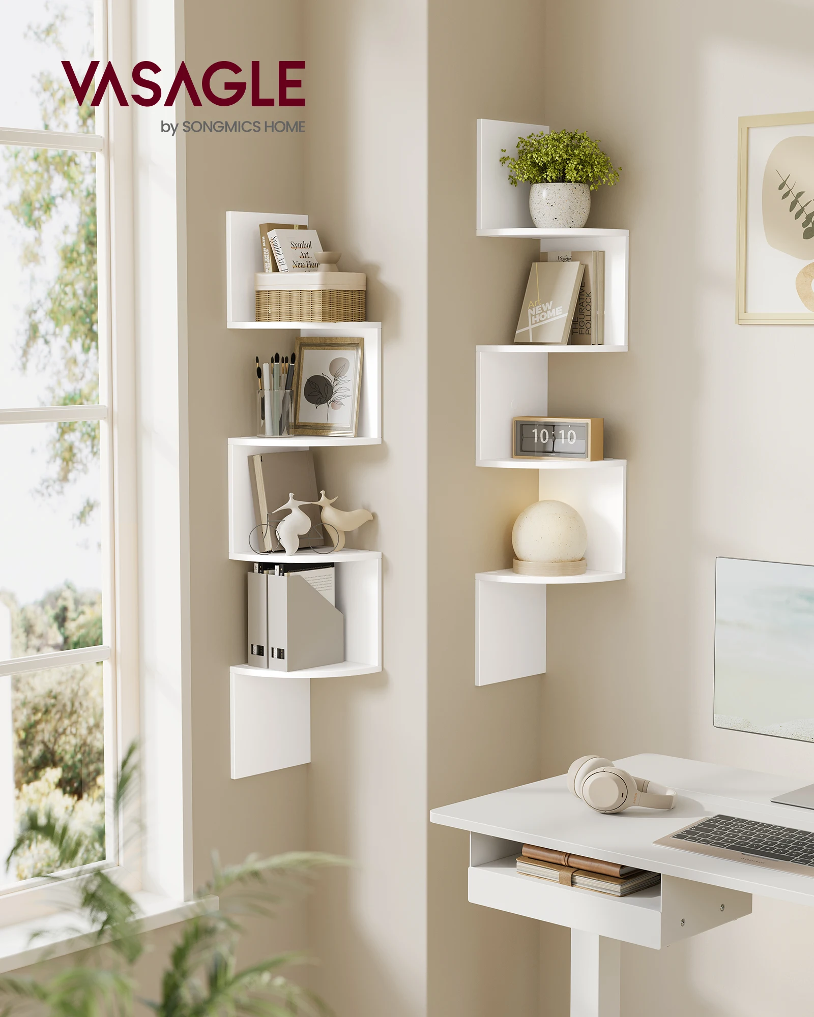 VASAGLE Set of 2, Corner Shelves Wall Mount, 4-Tier Floating Corner Bookshelves, Plant Shelves for Bedroom, Living Room, Bathroo
VASAGLE Set of 2, Corner Shelves Wall Mount, 4-Tier Floating Corner Bookshelves, Plant Shelves for Bedroom, Living Room, Bathroo