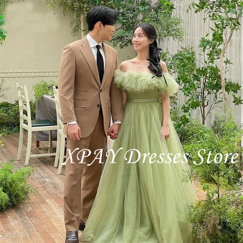 XPAY Elegant Off Shoulder Green Evening Dresses Korea Photo shoot Ruffles A Line Garden Wedding Gowns Korea Customized Prom Dres
XPAY Elegant Off Shoulder Green Evening Dresses Korea Photo shoot Ruffles A Line Garden Wedding Gowns Korea Customized Prom Dres