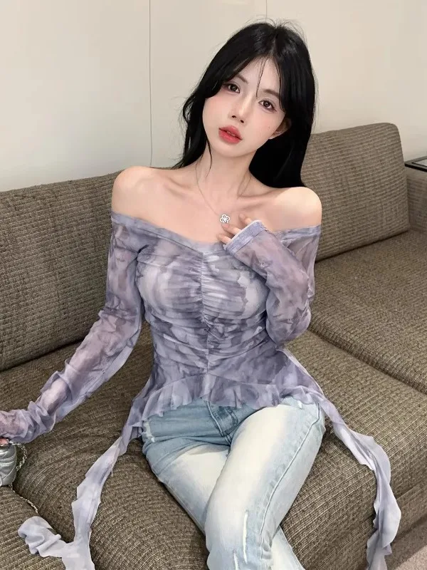 Tie Dye Sun Protection Shirt Women's Autumn American Hot Girl One Shoulder Fishbone Top Beautiful Mesh Cover up Irregular Hem
Tie Dye Sun Protection Shirt Women's Autumn American Hot Girl One Shoulder Fishbone Top Beautiful Mesh Cover up Irregular Hem