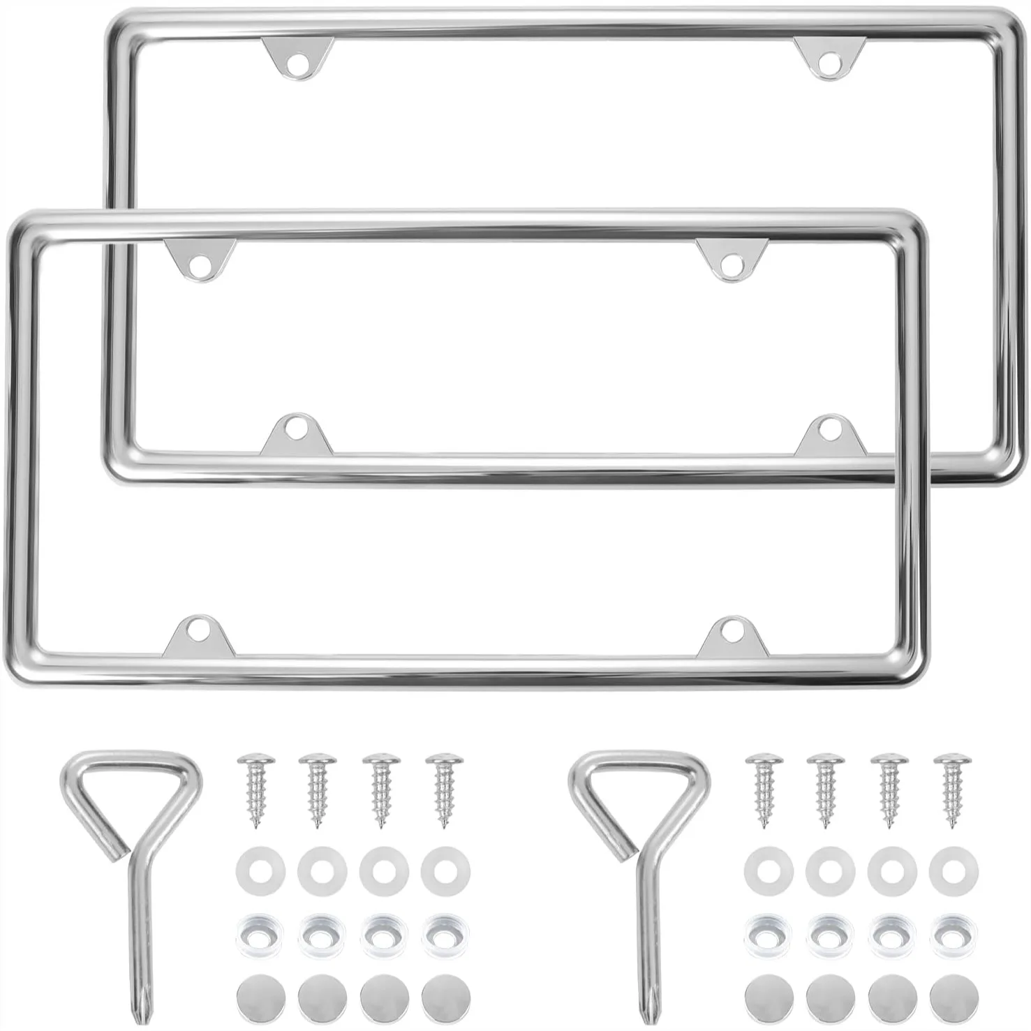 Zinc Alloy License Plate Frames Never Rust, Universal Car Accessories 2 Pack with Mounting Hardware
Zinc Alloy License Plate Frames Never Rust, Universal Car Accessories 2 Pack with Mounting Hardware