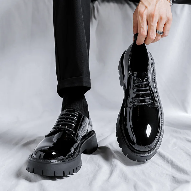 men casual business office formal dress shoes lace-up patent leather derby shoe black trend platform sneakers gentleman footwear
men casual business office formal dress shoes lace-up patent leather derby shoe black trend platform sneakers gentleman footwear