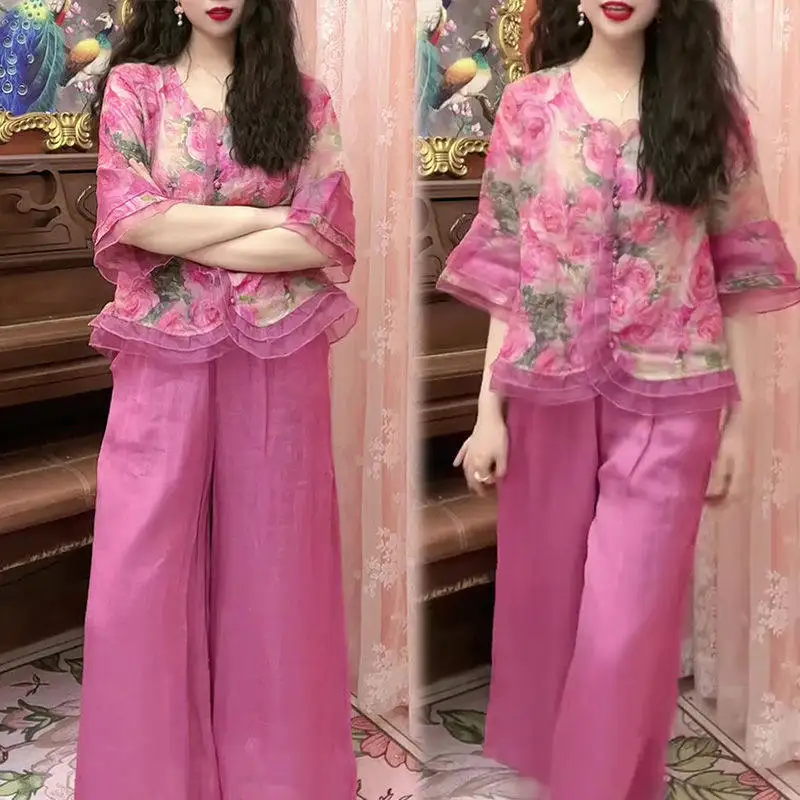 Художественный ретро-комплект в этническом стиле для женщин, весенне-летняя новая рубашка с принтом, простые широкие брюки, комплект из двух предметов
Художественный ретро-комплект в этническом стиле для женщин, весенне-летняя новая рубашка с принтом, простые широкие брюки, комплект из двух предметов