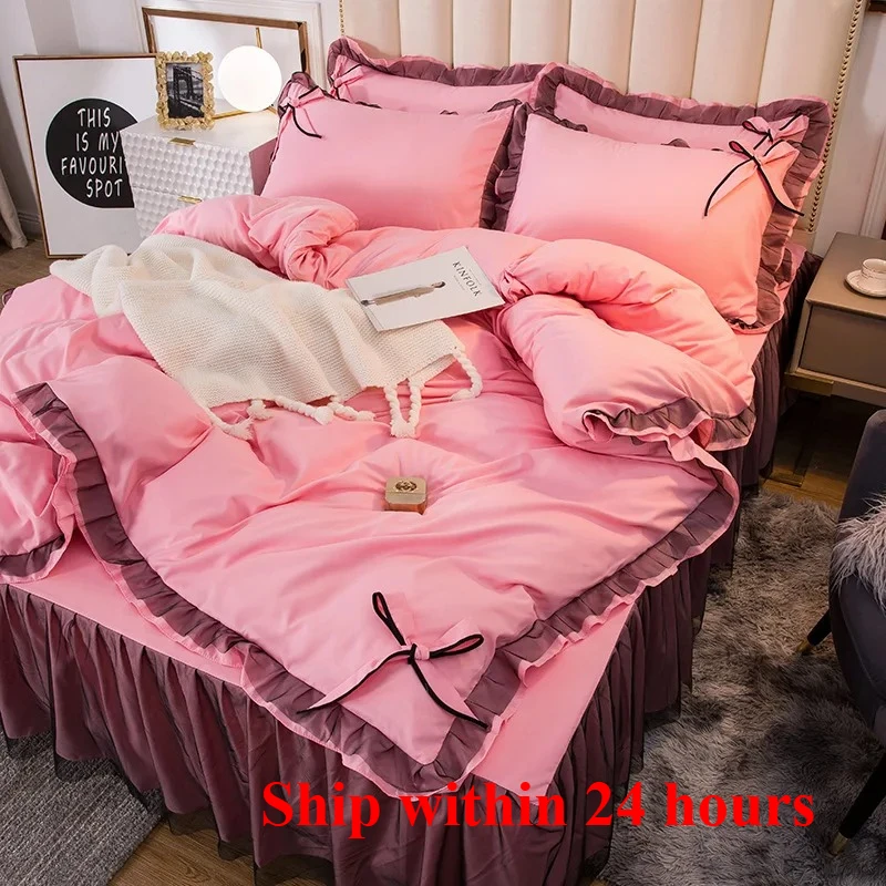 2025 new Korean version lace washed four-piece set solid color lace bed skirt bedding quilt cover kit
2025 new Korean version lace washed four-piece set solid color lace bed skirt bedding quilt cover kit