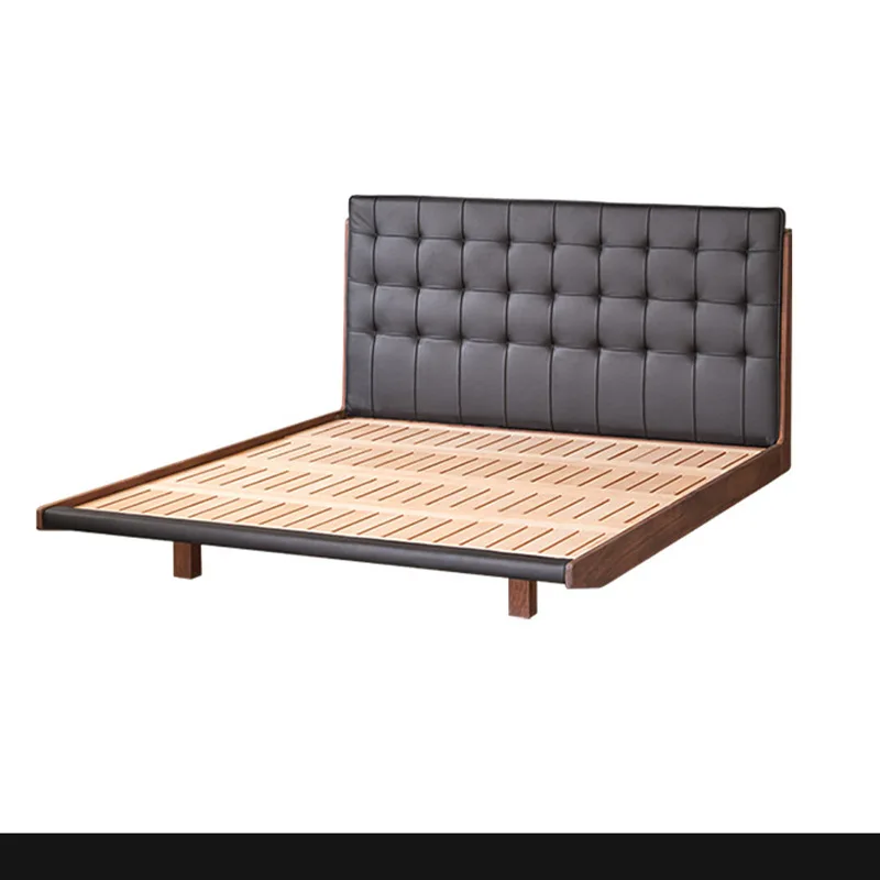 Retro solid wood soft bed master bedroom small apartment 1.5 meters Nordic black walnut leather art double bed 1.8
Retro solid wood soft bed master bedroom small apartment 1.5 meters Nordic black walnut leather art double bed 1.8
