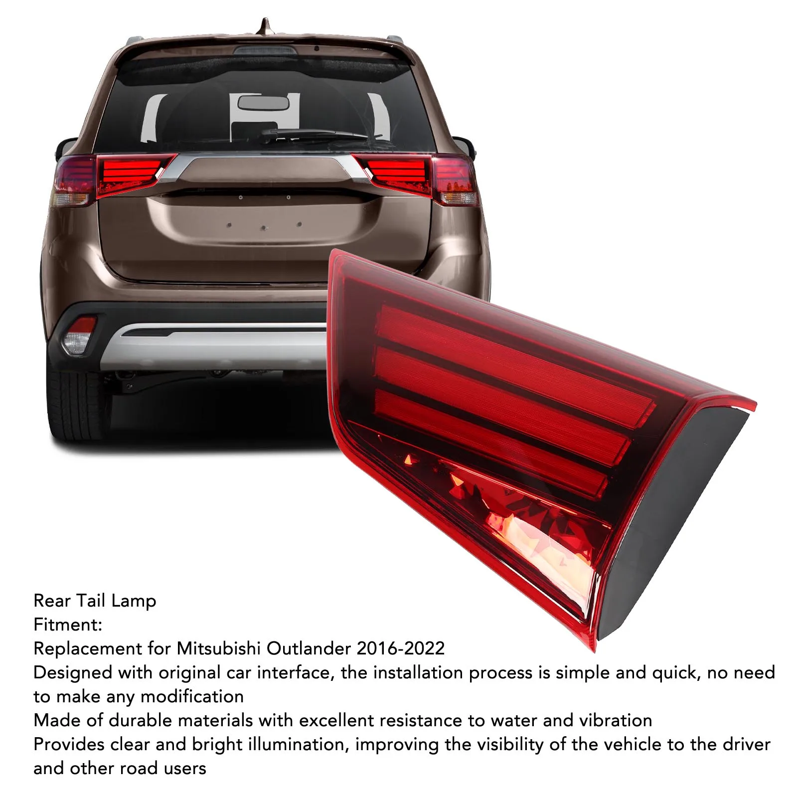 Задний фонарь правой стороны для Mitsubishi Outlander 2016-2022, 1 шт., высокая яркость, водостойкие Красные линзы, внутренний задний фонарь
Задний фонарь правой стороны для Mitsubishi Outlander 2016-2022, 1 шт., высокая яркость, водостойкие Красные линзы, внутренний задний фонарь