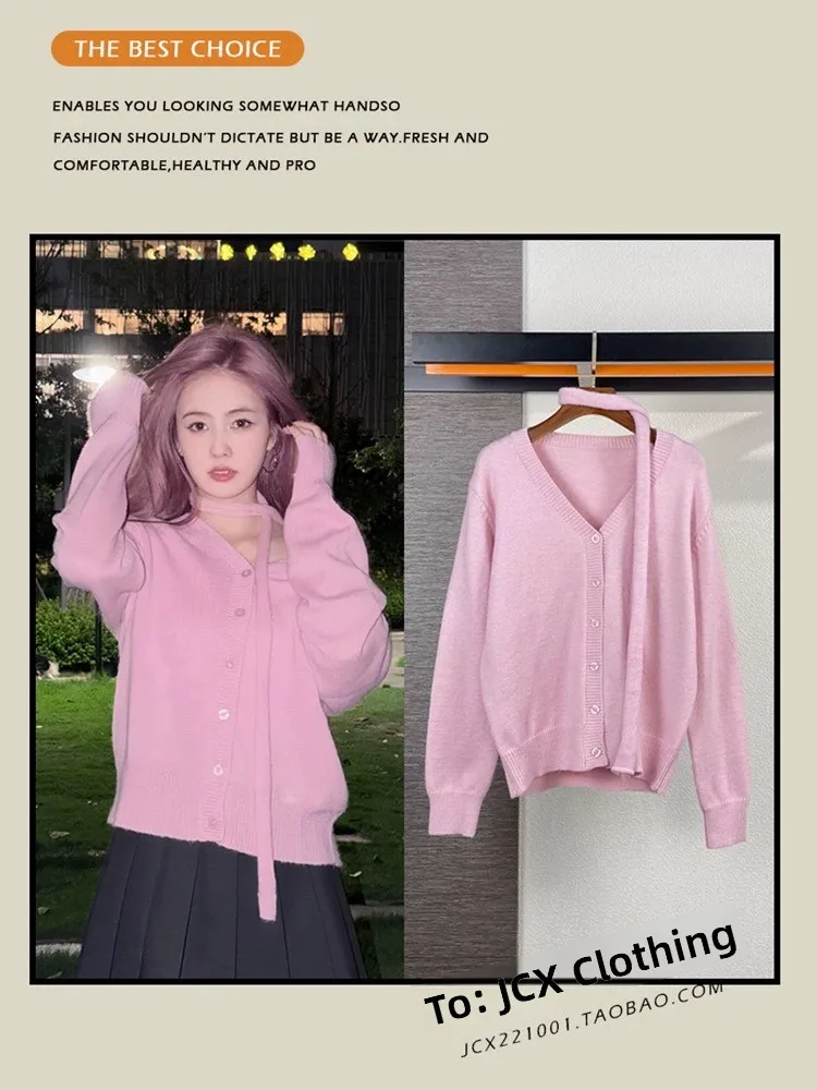 Pink Sash Neck V-Neck Long Sleeve Knitted Open Cardigan Women's Loose Lazy Style Sweater Jacket Korean Style Soft Fabric Butt...
Pink Sash Neck V-Neck Long Sleeve Knitted Open Cardigan Women's Loose Lazy Style Sweater Jacket Korean Style Soft Fabric Butt...