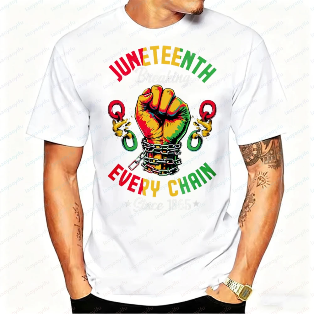 Men's Juneteenth Breaking Every Chain Graphic T Shirt Black Power Fist Breaking Chains Cotton Black History Freedom 1865 Tee
Men's Juneteenth Breaking Every Chain Graphic T Shirt Black Power Fist Breaking Chains Cotton Black History Freedom 1865 Tee