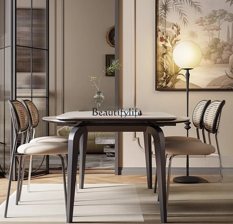 Italian minimalist rock slab dining table retractable folding small apartment square and round dual-purpose
Italian minimalist rock slab dining table retractable folding small apartment square and round dual-purpose