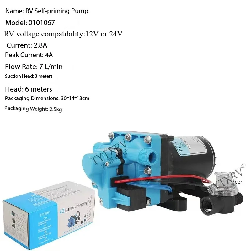 Factory RV accessories TYTXRV RV parts 12V/24V 7L PM (7L/min)RV Marine Water Pump with Strainer Filter Self Priming Water Pump
Factory RV accessories TYTXRV RV parts 12V/24V 7L PM (7L/min)RV Marine Water Pump with Strainer Filter Self Priming Water Pump