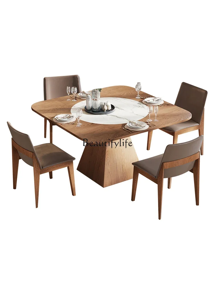 Solid wood square dining table with embedded turntable Hotel square wooden dining table
Solid wood square dining table with embedded turntable Hotel square wooden dining table