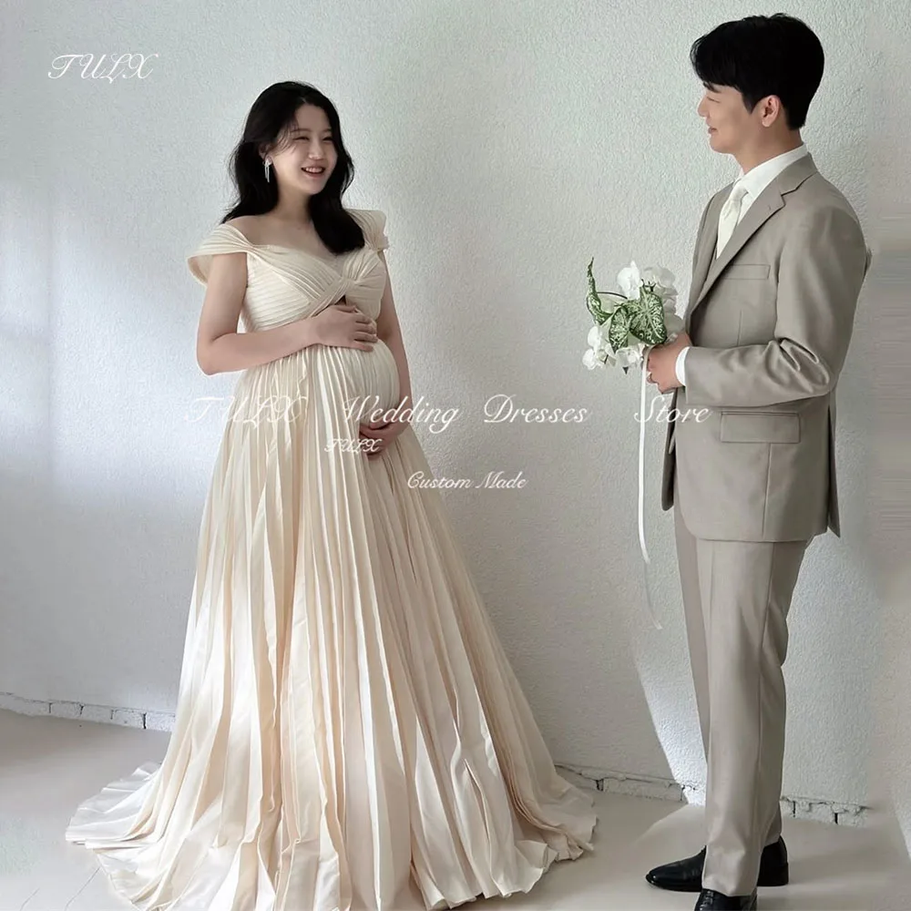 TULX Elegant Taffeta Wedding Photo Shoot Dress V Neck Pleat Korea Pregnant Bridal Gowns Floor Length Corset 웨딩드레스 Customized
TULX Elegant Taffeta Wedding Photo Shoot Dress V Neck Pleat Korea Pregnant Bridal Gowns Floor Length Corset 웨딩드레스 Customized