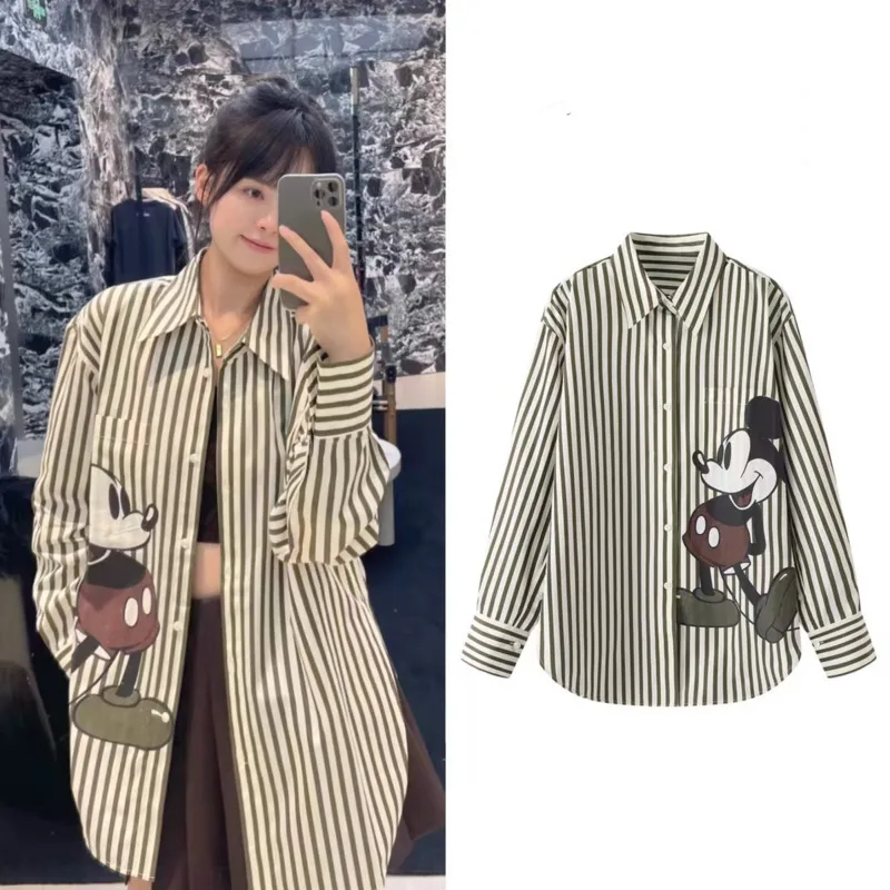 Disney Mickey Cartoon Printed Spring Autumn Stripe Long Sleeve Women's Shirt Korean Version New Versatile Simple Commuting Top
Disney Mickey Cartoon Printed Spring Autumn Stripe Long Sleeve Women's Shirt Korean Version New Versatile Simple Commuting Top