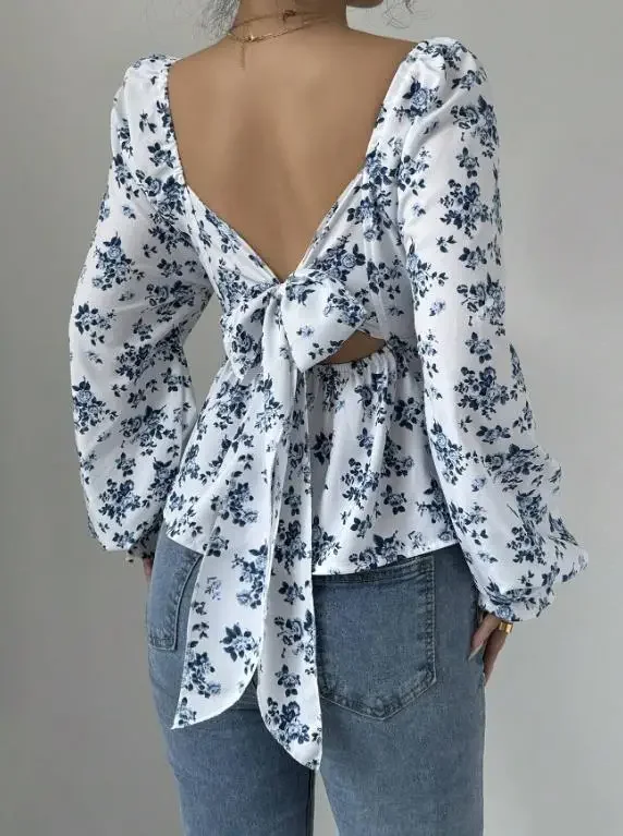 2026 Autumn/Winter Women's Fresh & Sweet T-Shirt Temperament Commuting Square Neck Puff Sleeve Sexy Floral Long Sleeve Top
2026 Autumn/Winter Women's Fresh & Sweet T-Shirt Temperament Commuting Square Neck Puff Sleeve Sexy Floral Long Sleeve Top