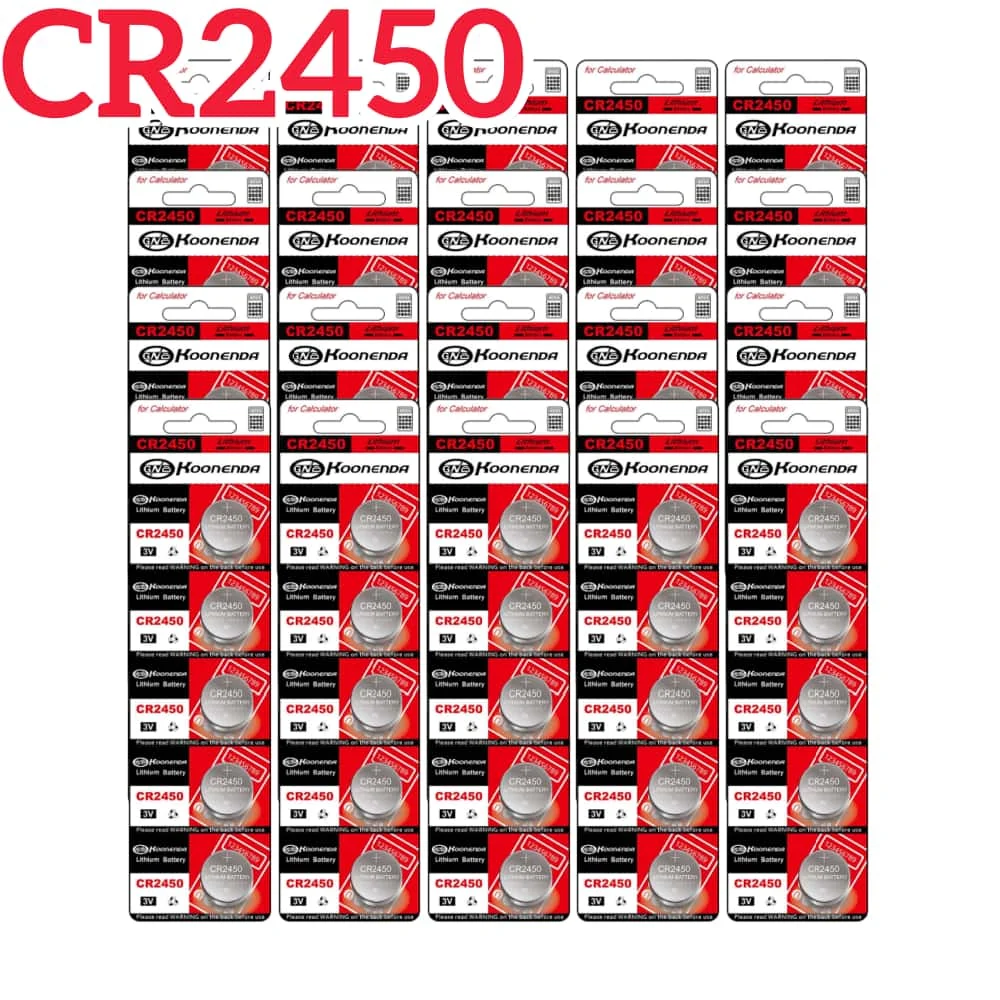 CR2450 Lithium Battery 5-100PCS 3V 600mAh High Capacity Cell for Watches Key Fobs Long Lasting Power Coin Batteries
CR2450 Lithium Battery 5-100PCS 3V 600mAh High Capacity Cell for Watches Key Fobs Long Lasting Power Coin Batteries