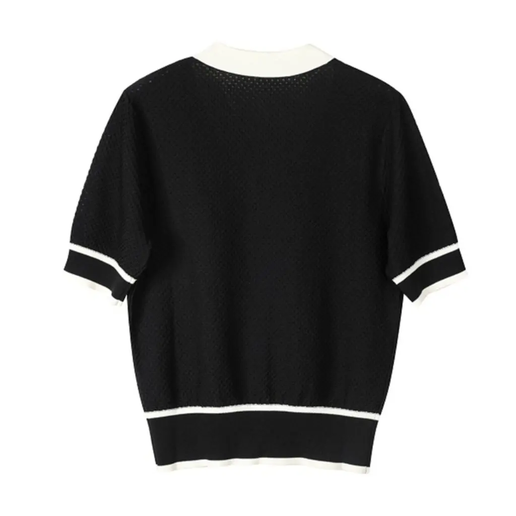 Women's Tweed Style V-Neck Ice Silk Knitwear Short-Sleeved Contrasting Color Elegant Fashionable Commuter Top for Spring
Women's Tweed Style V-Neck Ice Silk Knitwear Short-Sleeved Contrasting Color Elegant Fashionable Commuter Top for Spring